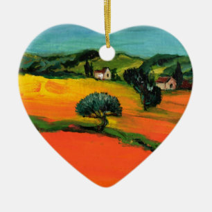 TUSCANY LANDSCAPE MET ZONLOWERS KERAMISCH ORNAMENT