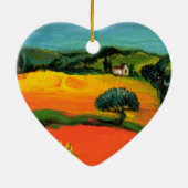 TUSCANY LANDSCAPE MET ZONLOWERS KERAMISCH ORNAMENT (Achterkant)