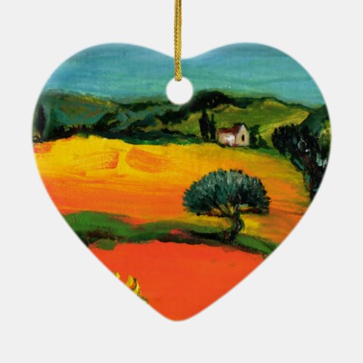 TUSCANY LANDSCAPE MET ZONLOWERS KERAMISCH ORNAMENT (Achterkant)