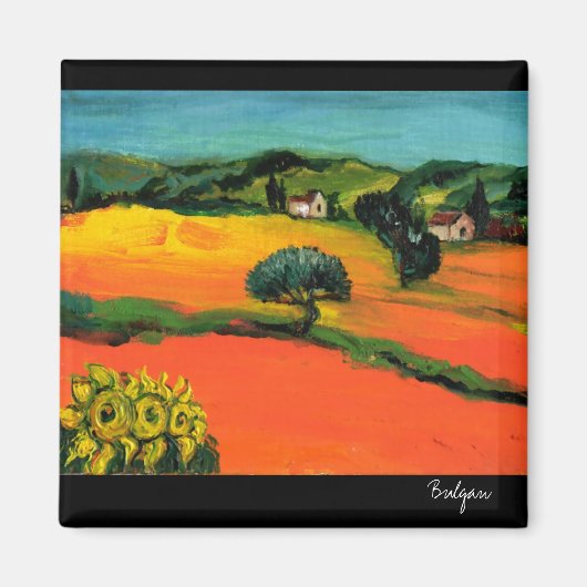 TUSCANY LANDSCAPE MET ZONLOWERS MAGNEET (Voorkant)