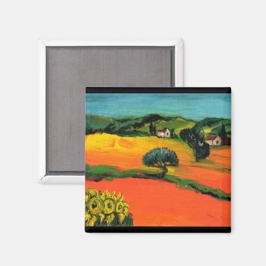 TUSCANY LANDSCAPE MET ZONLOWERS MAGNEET (Voorkant / Achterkant)