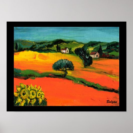 TUSCANY LANDSCAPE MET ZONLOWERS POSTER (Voorkant)