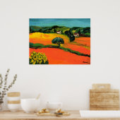 TUSCANY LANDSCAPE MET ZONLOWERS POSTER (Keuken)