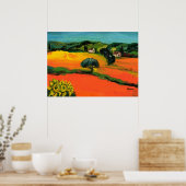 TUSCANY LANDSCAPE MET ZONLOWERS POSTER (Keuken)