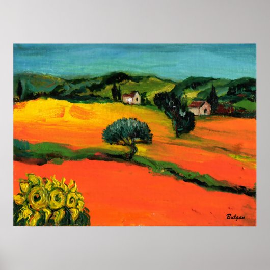TUSCANY LANDSCAPE MET ZONLOWERS POSTER (Voorkant)