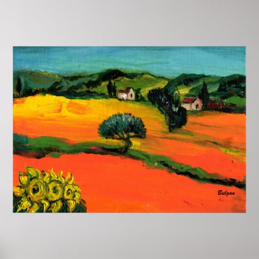 TUSCANY LANDSCAPE MET ZONLOWERS POSTER (Voorkant)
