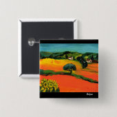 TUSCANY LANDSCAPE MET ZONLOWERS VIERKANTE BUTTON 5,1 CM (Voorkant /achterkant)