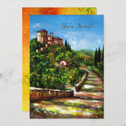 TUSCANY LANDSCAPE, rode groene goudsparken Kaart (Voorkant / Achterkant)