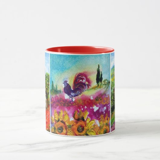 TUSCANY LANDSCAPES, SUNFLOWERS, ZWARTE ROOSTER MOK (Midden)