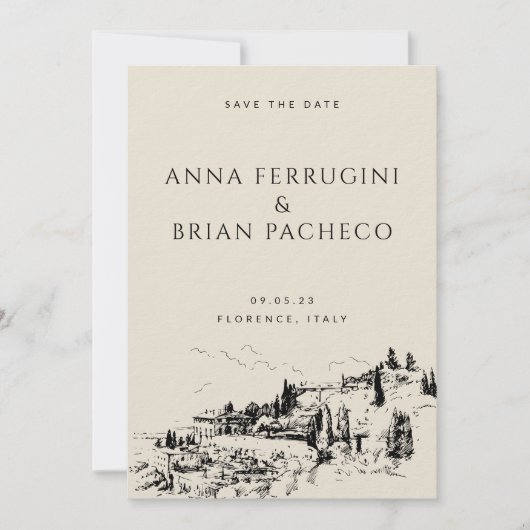 Tuscany Modern Classy Save the Date (Voorkant)