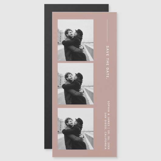 Tuscany Photo Strip Wedding  Magnetic Save The Dat (Voorkant / Achterkant)