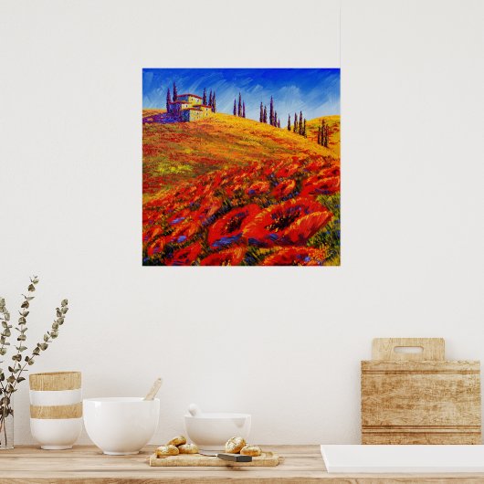 Tuscany Rolling Poppy Hills Poster (Keuken)