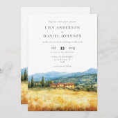 Tuscany Rustic Watercolor QR Code Italy Wedding Kaart (Voorkant / Achterkant)