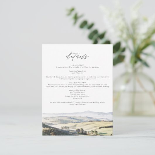 TUSCANY Waterverf Skyline Travel Details Kaart (Staand voorkant)