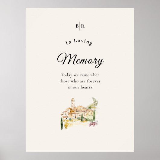 Tuscany Wedding In Loving Memory Sign Poster (Voorkant)