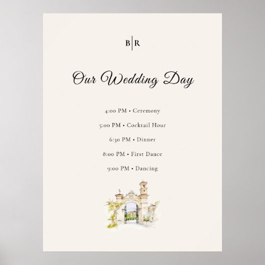 Tuscany Wedding Timeline Poster Order of Events (Voorkant)
