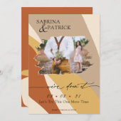 Tuscany Yellow Rust Beige Moderne Abstracte foto Save The Date (Voorkant / Achterkant)