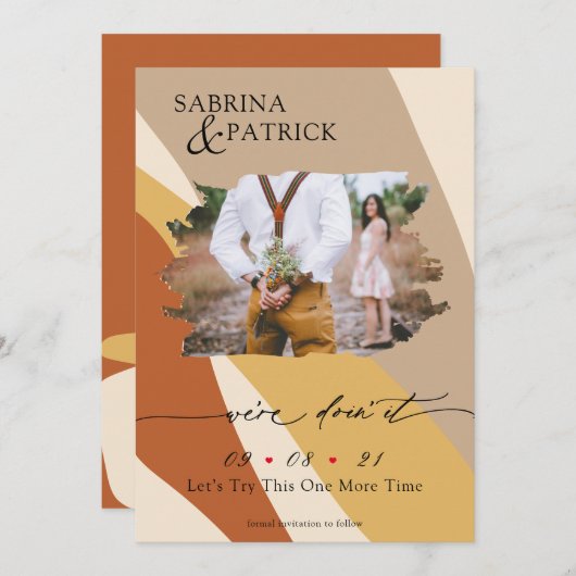 Tuscany Yellow Rust Beige Moderne Abstracte foto Save The Date (Voorkant / Achterkant)