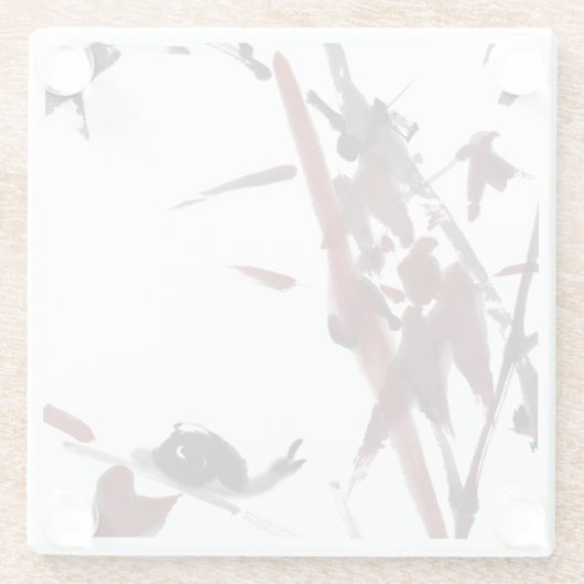 Tuschekunst mit Schnecke und Rotem Bambus Glazen Onderzetter (Achterkant)