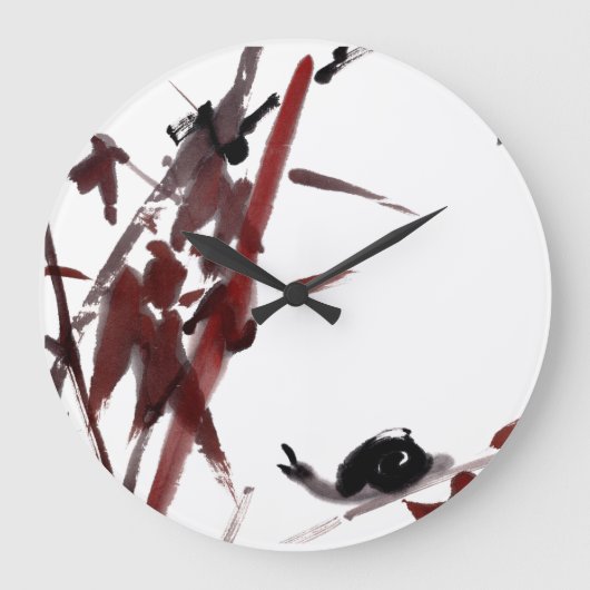 Tuschekunst mit Schnecke und Rotem Bambus Grote Klok (Voorkant)