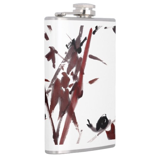 Tuschekunst mit Schnecke und Rotem Bambus Heupfles (Rechts)