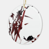 Tuschekunst mit Schnecke und Rotem Bambus Keramisch Ornament (Links)