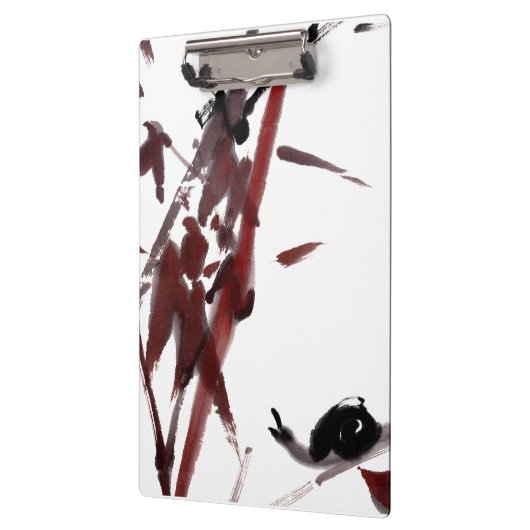 Tuschekunst mit Schnecke und Rotem Bambus Klembord (Links)