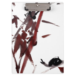 Tuschekunst mit Schnecke und Rotem Bambus Klembord