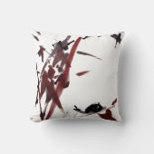 Tuschekunst mit Schnecke und Rotem Bambus Kussen (Voorkant)