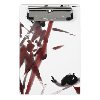Tuschekunst mit Schnecke und Rotem Bambus Mini Klembord