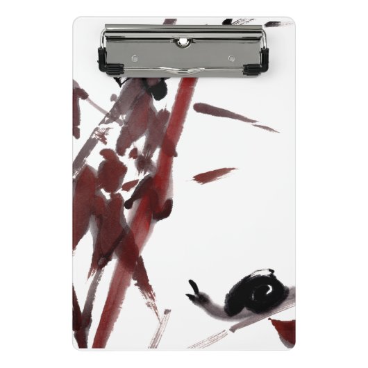 Tuschekunst mit Schnecke und Rotem Bambus Mini Klembord (Voorkant)