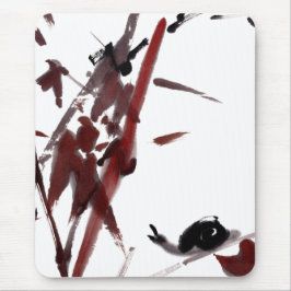 Tuschekunst mit Schnecke und Rotem Bambus Muismat