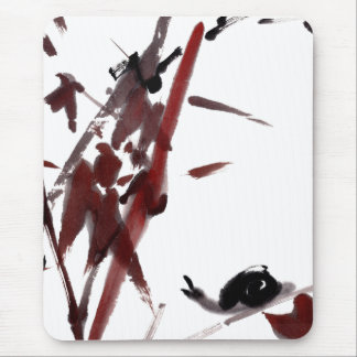 Tuschekunst mit Schnecke und Rotem Bambus Muismat