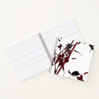 Tuschekunst mit Schnecke und Rotem Bambus Notitieboek