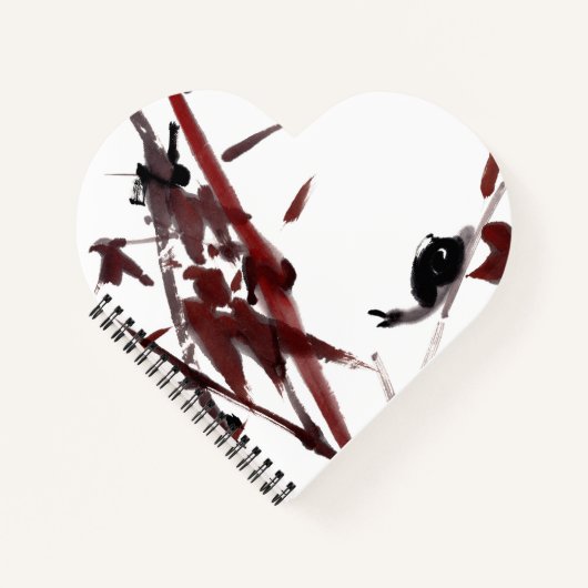 Tuschekunst mit Schnecke und Rotem Bambus Notitieboek (Voorkant)