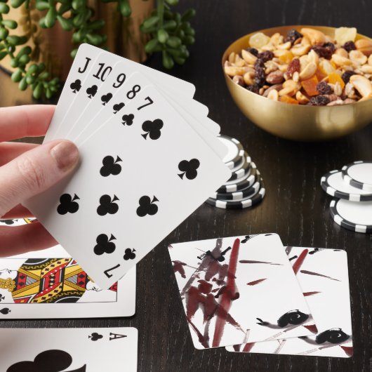 Tuschekunst mit Schnecke und Rotem Bambus Pokerkaarten (Insitu)