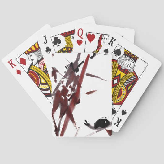 Tuschekunst mit Schnecke und Rotem Bambus Pokerkaarten (Achterkant)