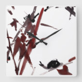 Tuschekunst mit Schnecke und Rotem Bambus Vierkante Klok (Voorkant)