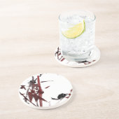 Tuschekunst mit Schnecke und Rotem Bambus Zandsteen Onderzetter (Zijkant)