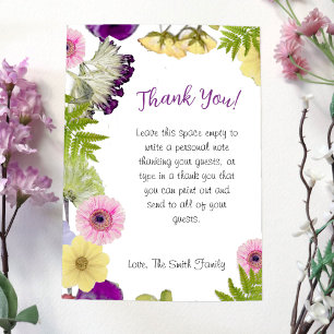 Tuskaart met wilde bloemen thema bedankkaart