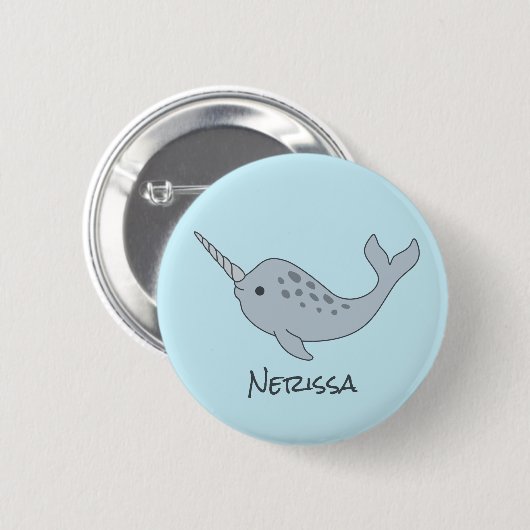 Tusked Narwhal Naam Button (Voorkant /achterkant)
