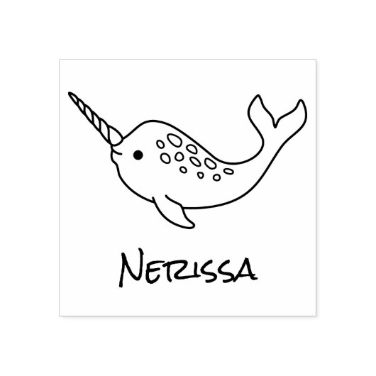 Tusked Narwhal Naam Rubber Stamp Rubberstempel (Afrduk)