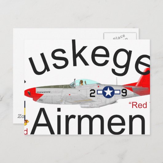 Tuskegee Airman P-51 Red Tails Mustang Briefkaart (Voorkant / Achterkant)