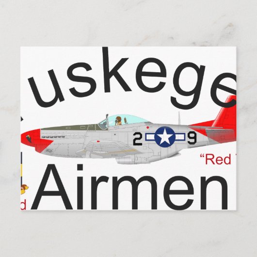 Tuskegee Airman P-51 Red Tails Mustang Briefkaart (Voorkant)