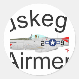 Tuskegee Airman P-51 Red Tails Mustang Ronde Sticker
