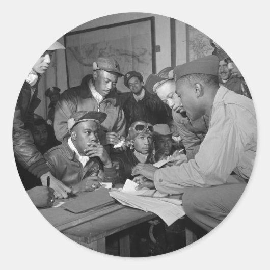 Tuskegee Airmen 332e piloten van de groep Vighter Ronde Sticker (Voorkant)