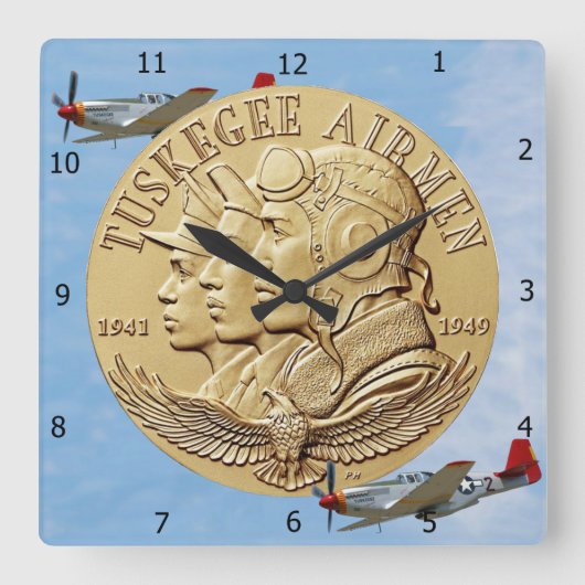 TUSKEGEE AIRMEN MIN VIERKANTE KLOK (Voorkant)