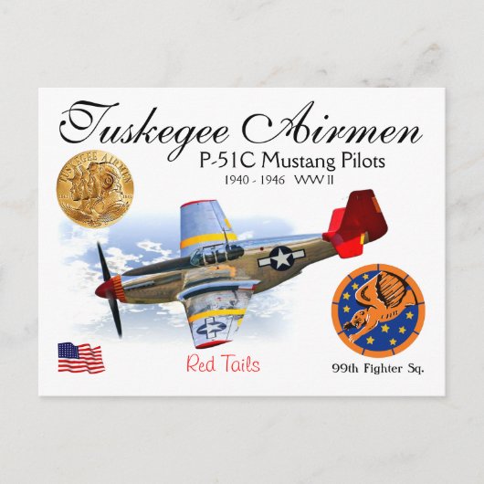 TUSKEGEE AIRMEN P-51C MUSTANG PILOTS BRIEFKAART (Voorkant)