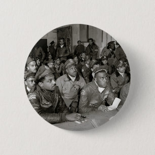 Tuskegee Airmen tijdens Briefing Tweede Wereldoorl Ronde Button 5,7 Cm