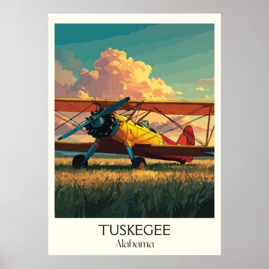 Tuskegee Alabama Vintage Airplane Poster (Voorkant)